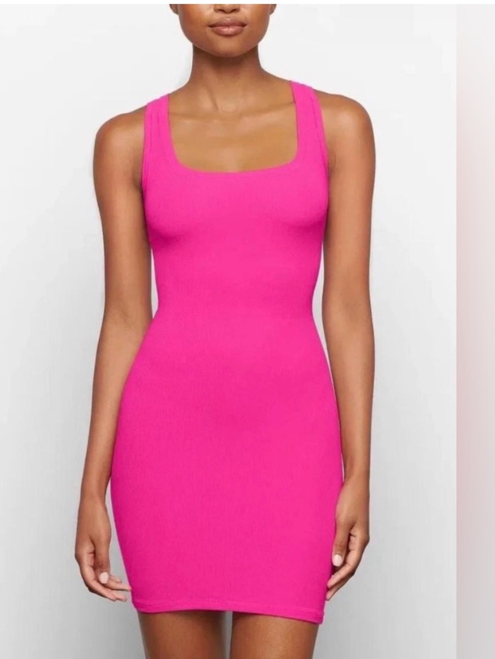 SKIMS Pink Cotton Ribbed Favorite Classic Mini Dress Small NWOT!